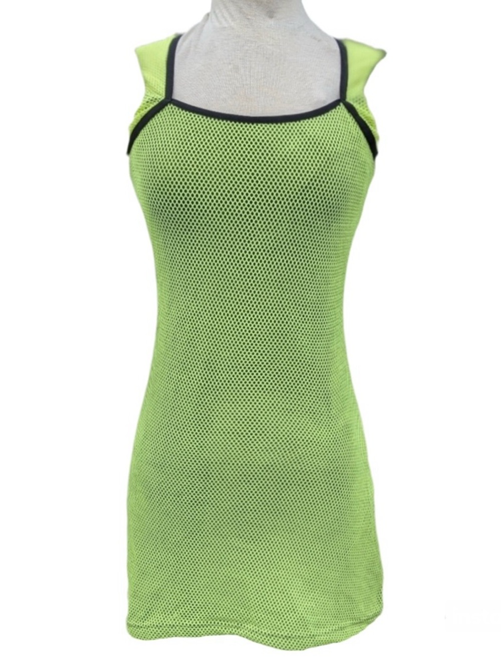 RARE Lip Service neon green Fashist Fishnet dress S - XL Vintage 90s Goth Punk